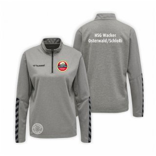 HSG WOS HML Authentic Poly Half Zip Sweatshirt Unisex grey melange