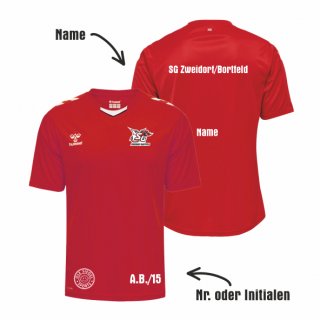 SG ZB hmlCORE XK Poly Jersey S/S Unisex true red L inkl. Initialen oder Nr.