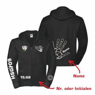 HSG09 Basic Sweatjacke Unisex schwarz/schwarz XS inkl. Namen