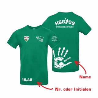 HSG09 Basic T-Shirt Unisex kelly green/wei 3XL inkl. Namen