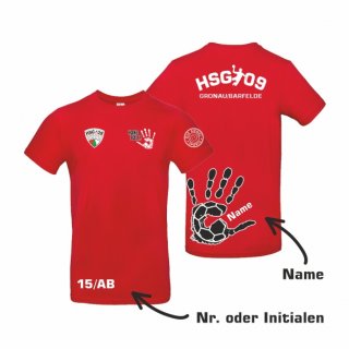 HSG09 Basic T-Shirt Unisex rot/schwarz 5XL inkl. Namen