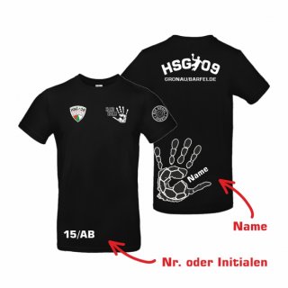 HSG09 Basic T-Shirt Unisex schwarz/schwarz 5XL inkl. Namen