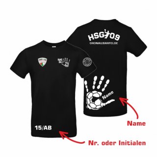 HSG09 Basic T-Shirt Unisex schwarz/wei 5XL inkl. Namen