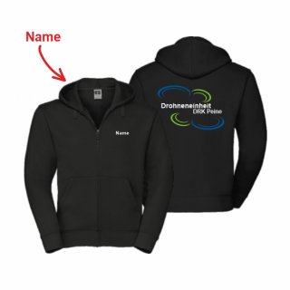 DRK Drohneneinheit Peine Hoodie-Jacke Unisex schwarz 5XL inkl. Name