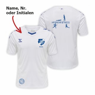 TSV Thiede Herrenfitness hmlCore XK Poly Jersey S/S Unisex white/true blue XL inkl. Name oder Nr. oder Initialen