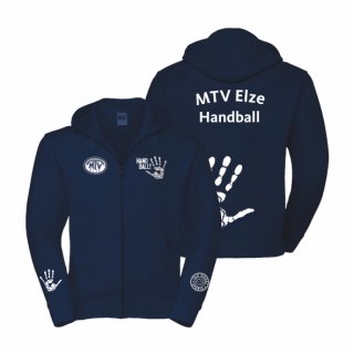 MTV Elze Handball Hoodie-Jacke Kids navy/wei 152/164 ohne Zusatzaufdruck