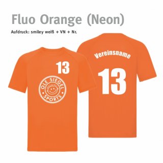 Smiley Trikot fluo orange (neon)/wei 3XL inkl. Brust- & Rcken-Nr. & Vereinsname