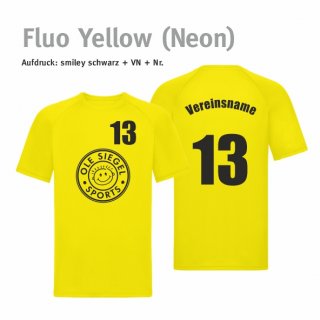 Smiley Spieler Trikot fluo yellow (neon)/schwarz 3XL inkl. Brust- & Rcken-Nr. & Vereinsname