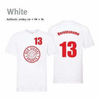 Smiley Spieler Trikot white/rot 5XL inkl. Brust- & Rcken-Nr. & Vereinsname