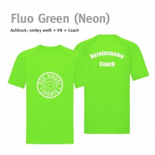 Smiley Trainer Trikot fluo green (neon)/wei XS inkl. Vereinsname & Coach