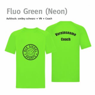 Smiley Trainer Trikot fluo green (neon)/schwarz XS inkl. Vereinsname & Coach