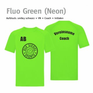Smiley Trainer Trikot fluo green (neon)/schwarz 3XL inkl. Vereinsname & Coach & Initialen