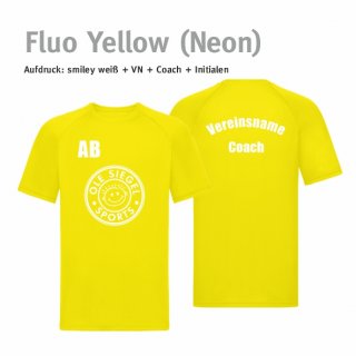 Smiley Trainer Trikot fluo yellow (neon)/wei 3XL inkl. Vereinsname & Coach & Initialen