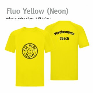 Smiley Trainer Trikot fluo yellow (neon)/schwarz XS inkl. Vereinsname & Coach