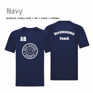 Smiley Trainer Trikot navy/wei 5XL inkl. Vereinsname & Coach & Initialen