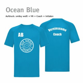 Smiley Trainer Trikot ocean blue/wei 3XL inkl. Vereinsname & Coach & Initialen