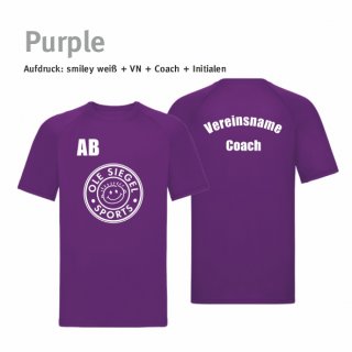 Smiley Trainer Trikot purple/wei 3XL inkl. Vereinsname & Coach & Initialen