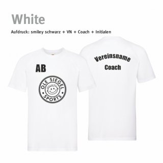 Smiley Trainer Trikot white/schwarz 5XL inkl. Vereinsname & Coach & Initialen