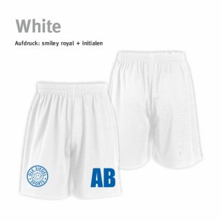 Smiley Trainer Short white/royal 2XL inkl. Initialen