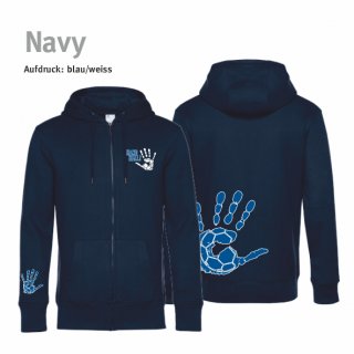 Hoodiejacke Handball!-Collection Unisex navy XS blau/weiss