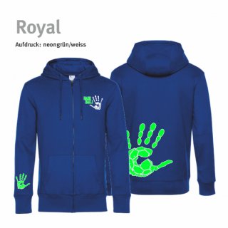 Hoodiejacke Handball!-Collection Unisex royal 2XL neongrn/weiss