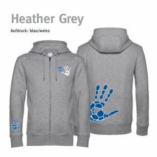 Hoodiejacke Handball!-Collection Unisex heather grey XS blau/weiss
