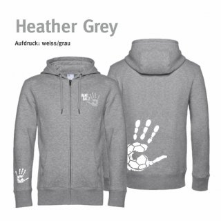 Hoodiejacke Handball!-Collection Unisex heather grey 4XL weiss/grau