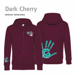 Hoodiejacke Handball!-Collection Unisex dark cherry XS trkis/weiss