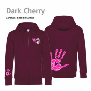Hoodiejacke Handball!-Collection Unisex dark cherry M neonpink/weiss