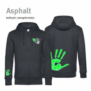 Hoodiejacke Handball!-Collection Unisex asphalt M neongrn/weiss