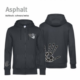 Hoodiejacke Handball!-Collection Unisex asphalt XL schwarz/weiss
