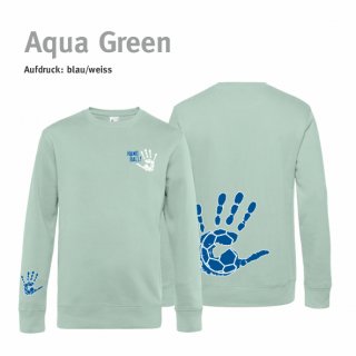 Sweater Handball!-Collection Unisex aqua green XS blau/weiss