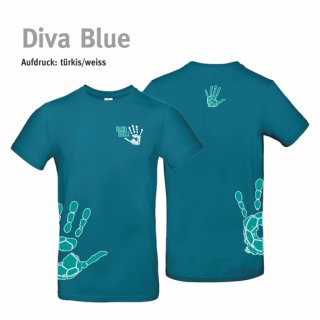 T-Shirt Handball!-Collection Unisex diva blue L trkis/weiss