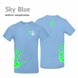 T-Shirt Handball!-Collection Unisex sky blue 3XL neongrn/weiss