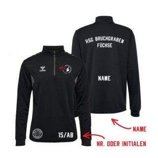 HSG Bruchgraben Fchse HMLAuthentic PL Half Zip Sweat Kids black 164 inkl. Name