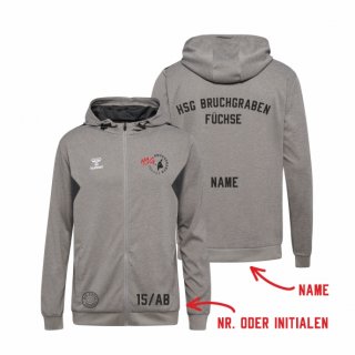 HSG Bruchgraben Fchse HMLAuthentic PL Zip Hoodie Lady grey melange 2XL inkl. Name