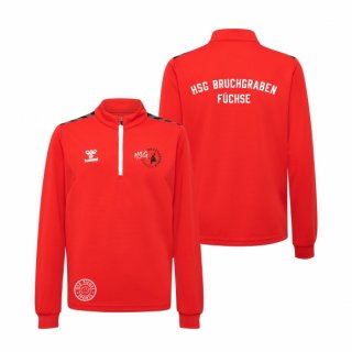 HSG Bruchgraben Fchse HMLAuthentic PL Half Zip Sweat Unisex true red L ohne Zusatzaufdruck