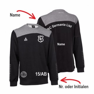 SC Germania List Select Oxford Sweatshirt Unisex schwarz/grau 5XL inkl. Initialen oder Nr.