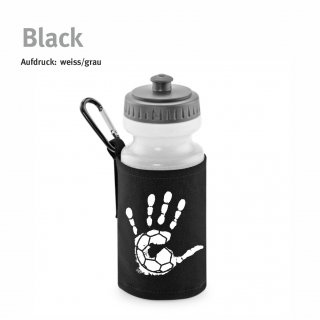 Trinkflasche mit Halter Handball!-Collection black weiss/grau