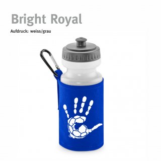 Trinkflasche mit Halter Handball!-Collection bright royal weiss/grau