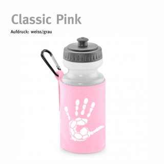 Trinkflasche mit Halter Handball!-Collection classic pink weiss/grau