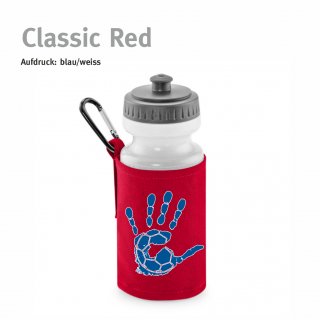 Trinkflasche mit Halter Handball!-Collection classic red blau/weiss