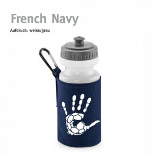 Trinkflasche mit Halter Handball!-Collection french navy weiss/grau