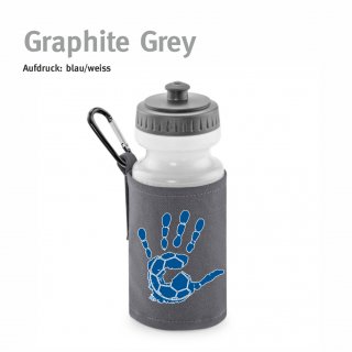 Trinkflasche mit Halter Handball!-Collection graphite grey blau/weiss