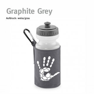 Trinkflasche mit Halter Handball!-Collection graphite grey weiss/grau