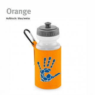 Trinkflasche mit Halter Handball!-Collection orange blau/weiss