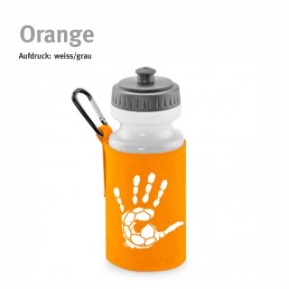 Trinkflasche mit Halter Handball!-Collection orange weiss/grau