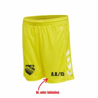 FCVT hmlCORE XK Poly Shorts Unisex blazing yellow mit Vereinslogo 3XL inkl. Initialen oder Nr.