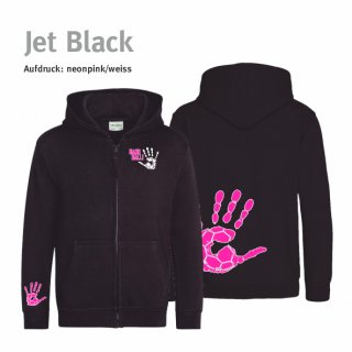 Hoodiejacke Handball!-Collection Kids jet black 12/13 Jahre (ca. 152/164) neonpink/weiss