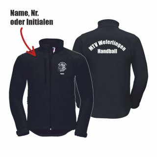 MTV Weferlingen Basic Softshelljacke Unisex schwarz 4XL inkl. Name oder Initialen oder Nr.